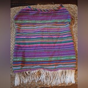 Pup Crew Multicolor Striped Fringe Poncho Festival Hippie Boho Dog Cinco De Mayo